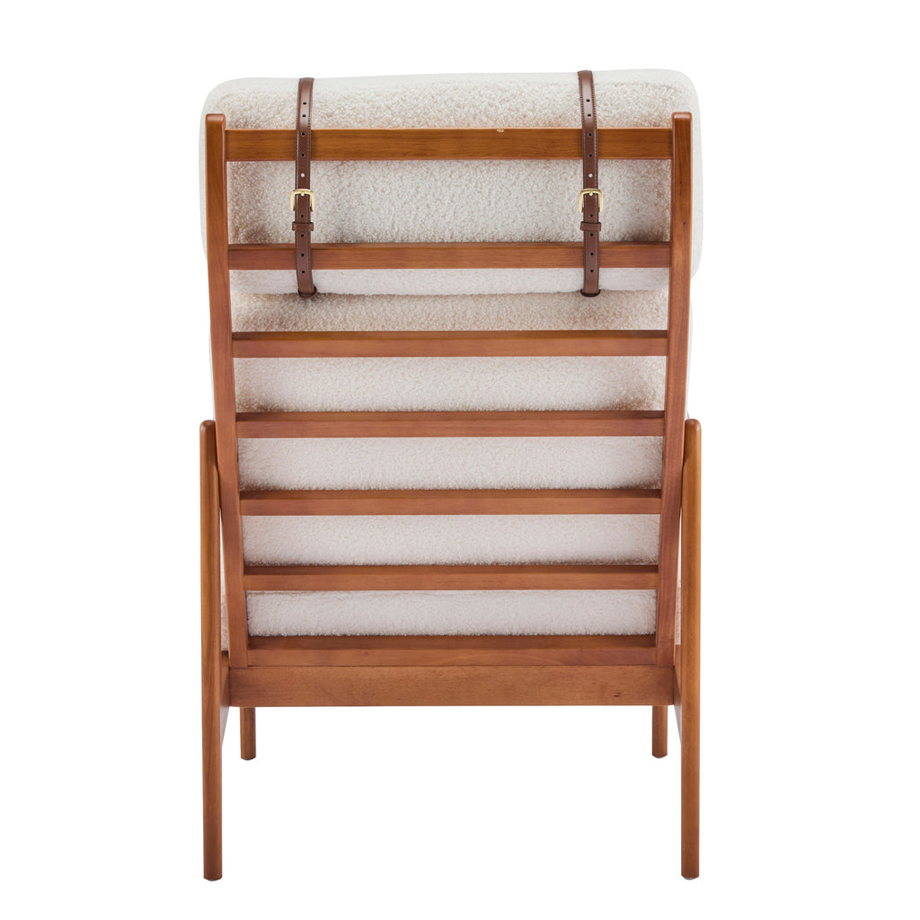 Modern Solid Wood Frame Ergonomic Accent Armchair with High Back