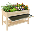 Outdoor Raised Garden Bed 48"x23"x31" with Water Tray, Storage Shelf & Protective Liner