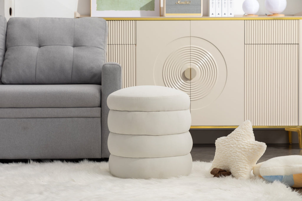 Boucle/Velvet Round Ottoman Footrest Stool