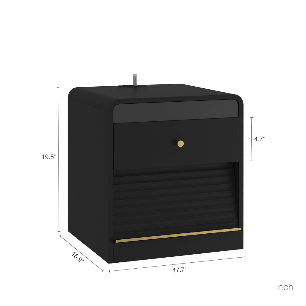 Smart Nightstand with Charging Station & Voice-Controlled LED Lights