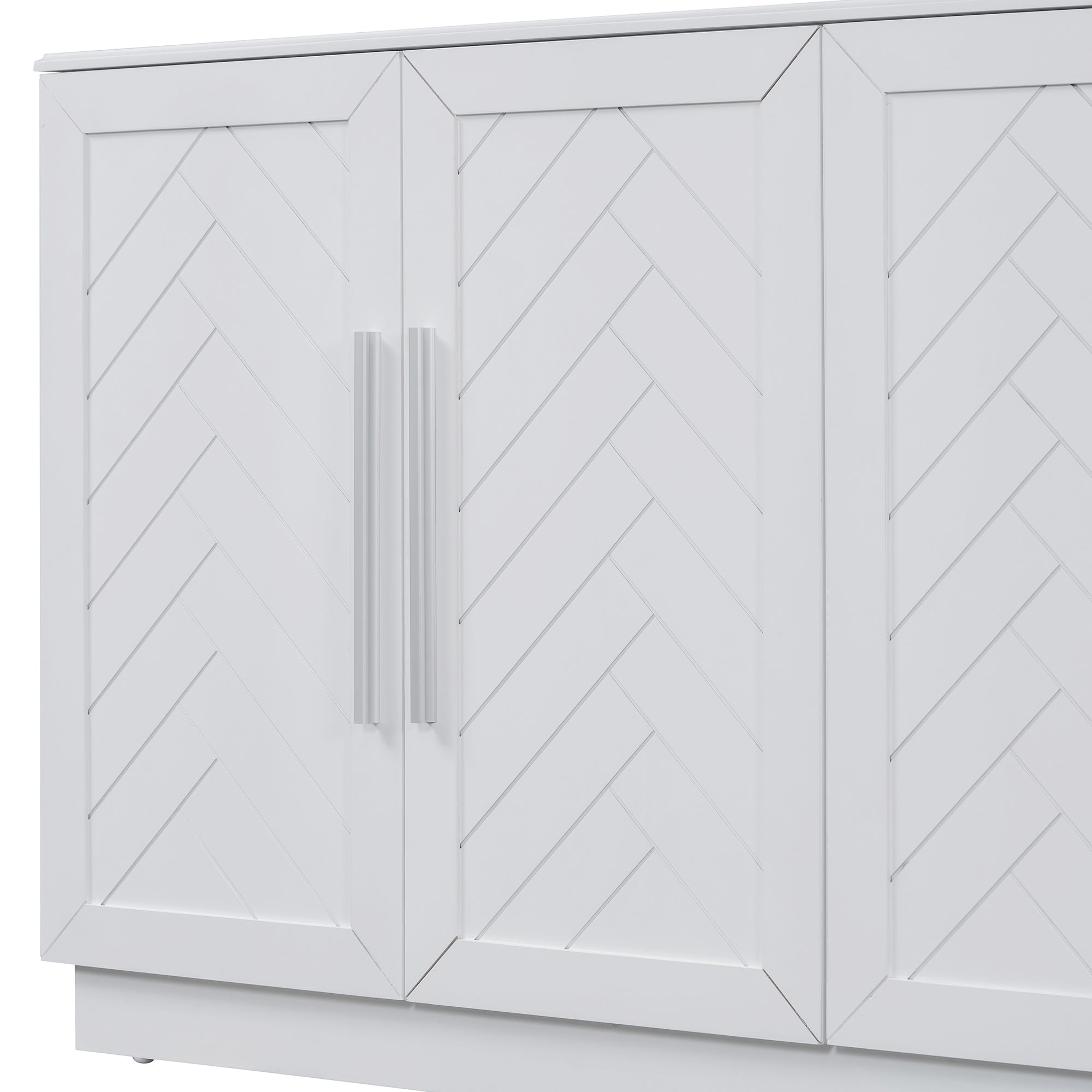 Buffet Cabinet with Adjustable Shelves and Silver Handles