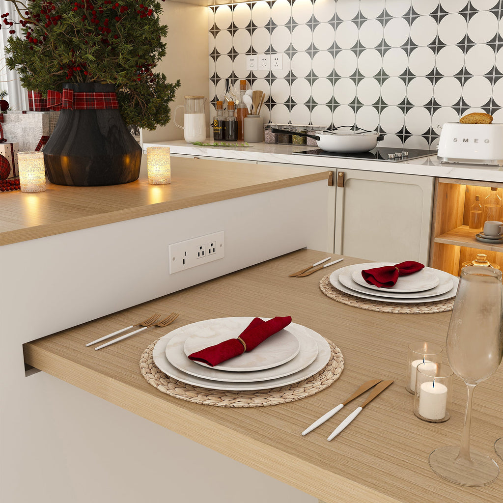 Expandable Kitchen Island with Dining Table