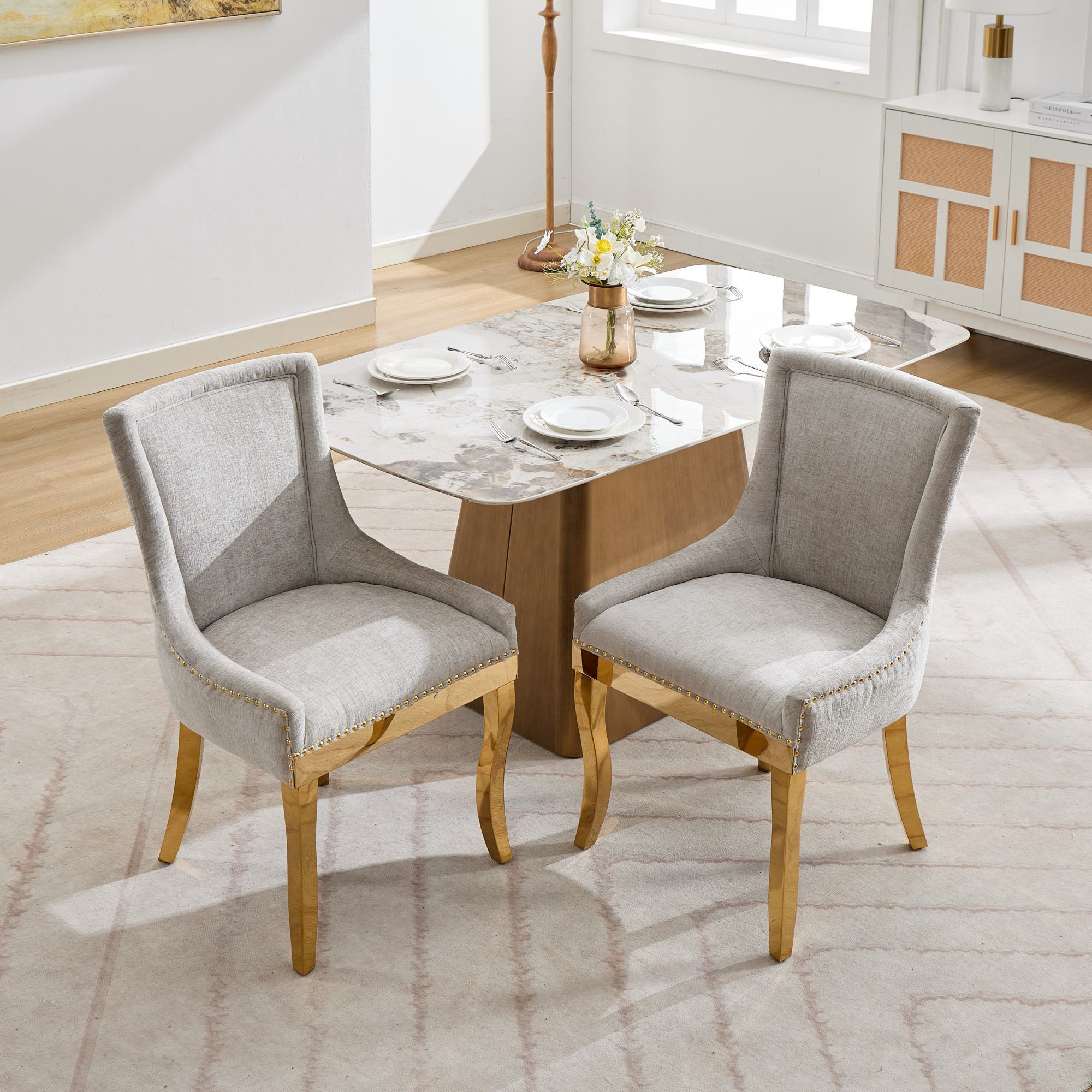 Modern Style Chenille Dining Chairs (Set of 2)