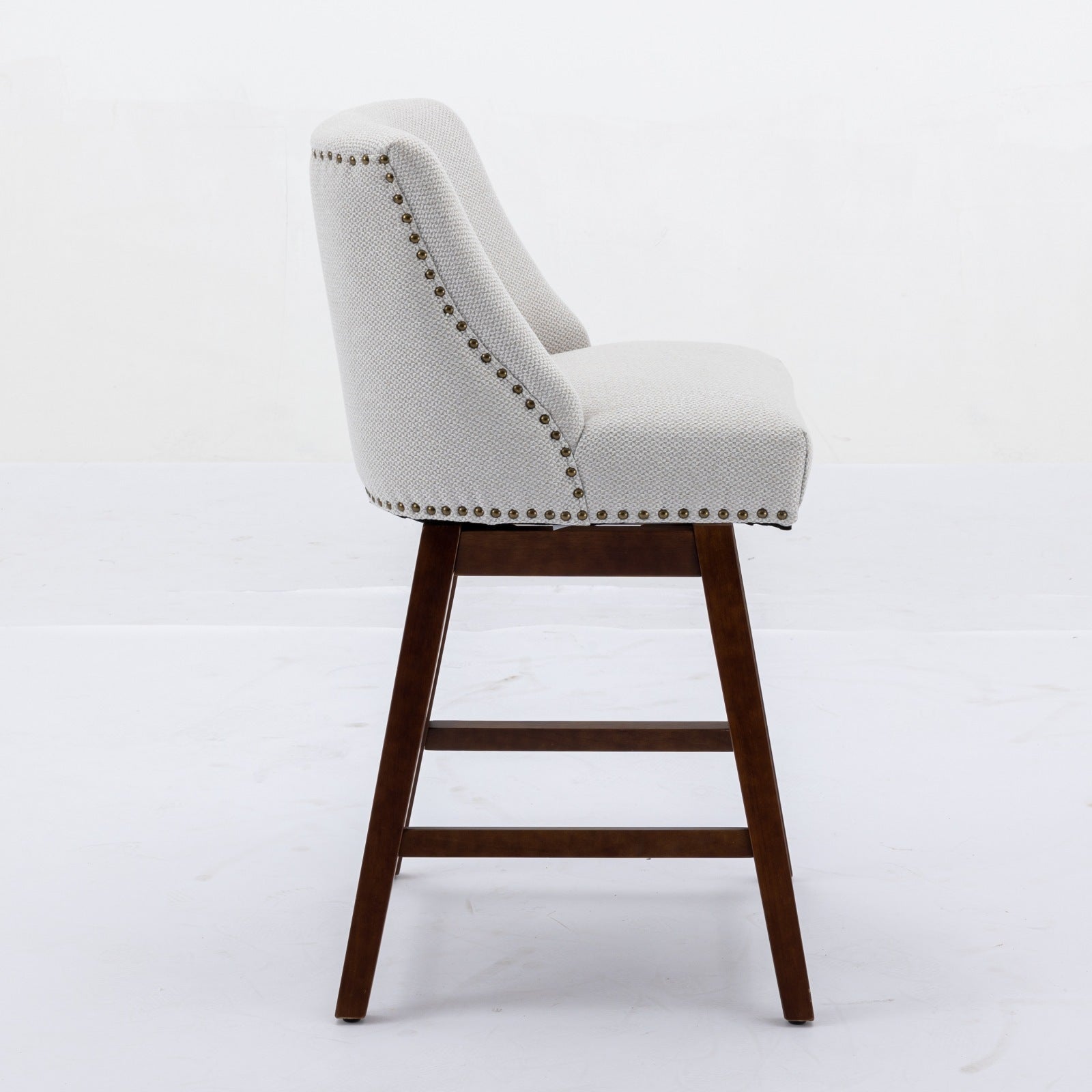 Upholstered Swivel Counter Height Bar Stools with Nailhead Trim (Set of 2)