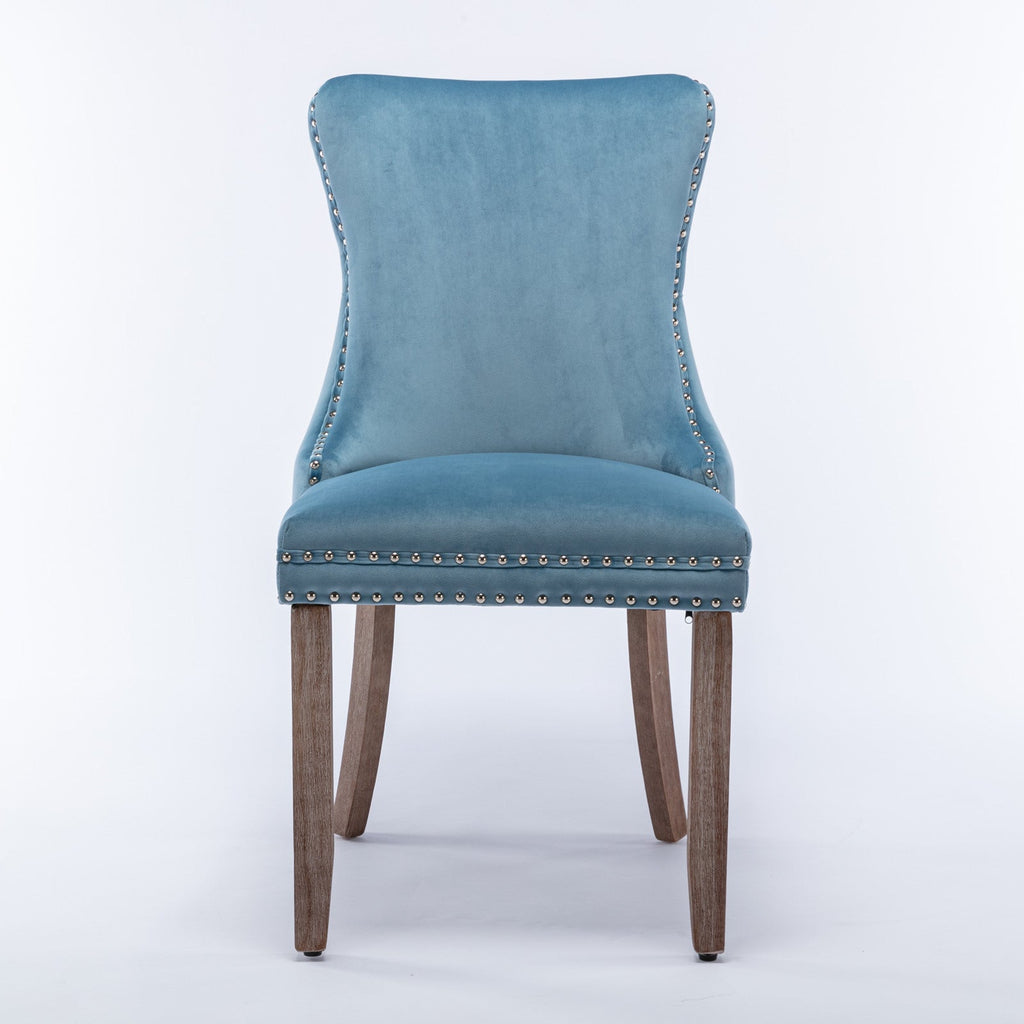 Modern Velvet Upholstered Wing-Back Dining Chairs (Set of 2)