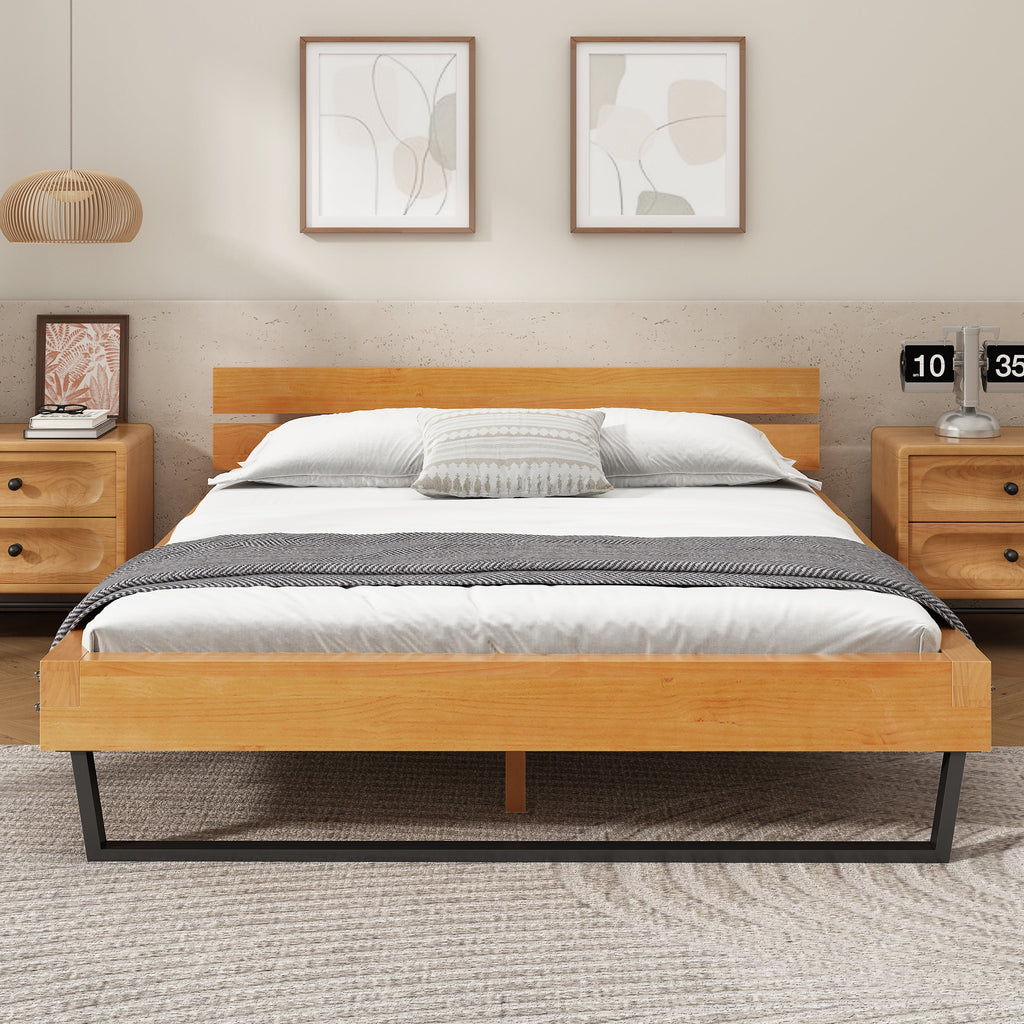 Natural Pine Wood Queen/King Size Bed Frame