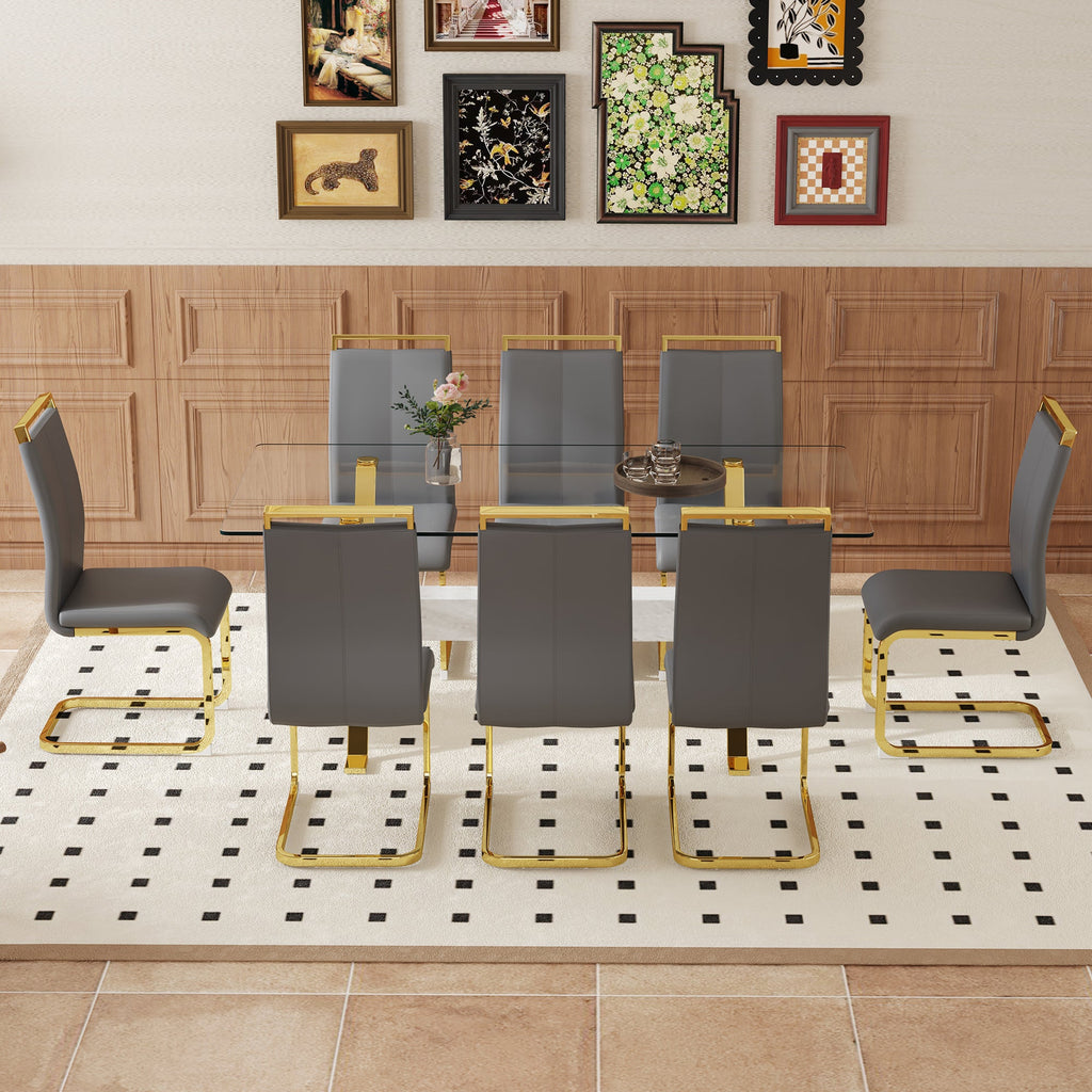 Elegant Transparent Tempered Glass Dining Set