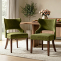 Firmoz Mid-Century Modern Upholstered Dining Chairs with Rubberwood Legs & Nailhead Trim