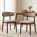 Firmoz Mid-Century Oval Back Side Chair Dining Chairs with Chenille Fabric & Rubberwood Legs