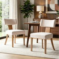 Firmoz Minimalist Chenille Dining Chairs with Rubberwood Legs & T-Back Design