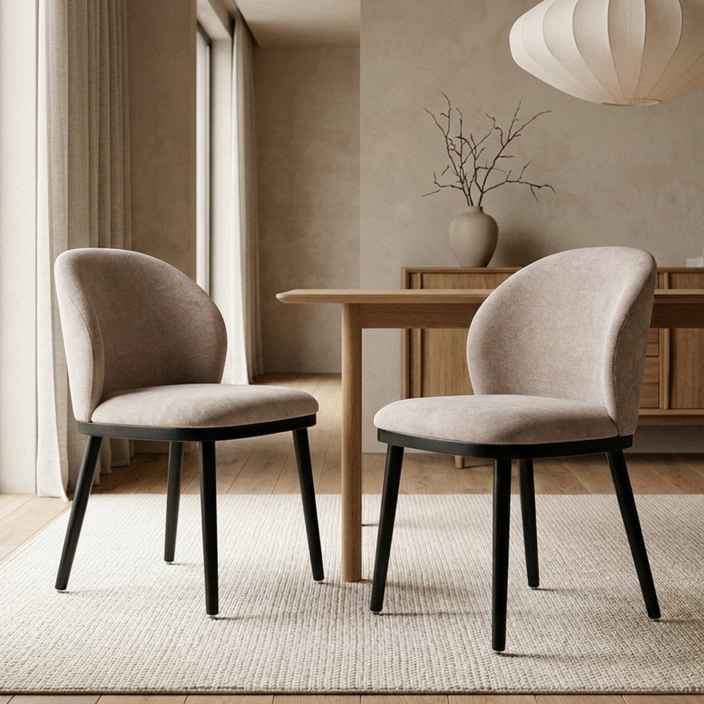 Firmoz Modern Armless Dining Chairs with Solid Wood Frame & Chenille Upholstery