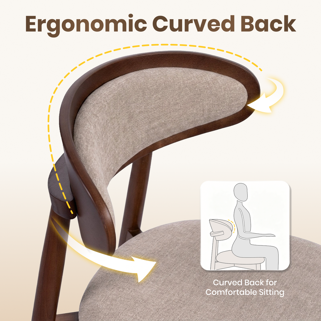 Firmoz Mid-Century Oval Back Side Chair Dining Chairs with Chenille Fabric & Rubberwood Legs