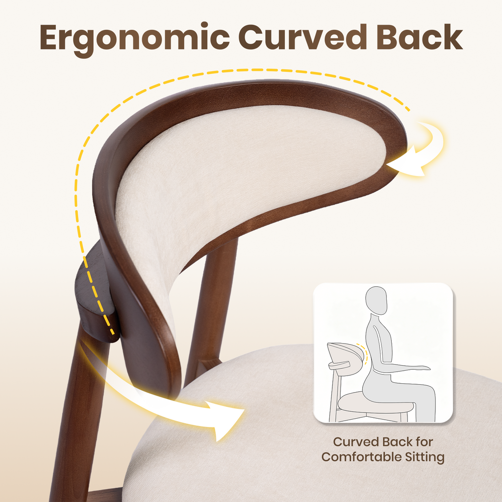 Firmoz Mid-Century Oval Back Side Chair Dining Chairs with Chenille Fabric & Rubberwood Legs