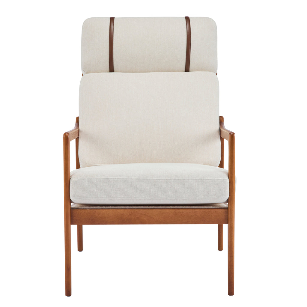 Modern Solid Wood Frame Ergonomic Accent Armchair with High Back