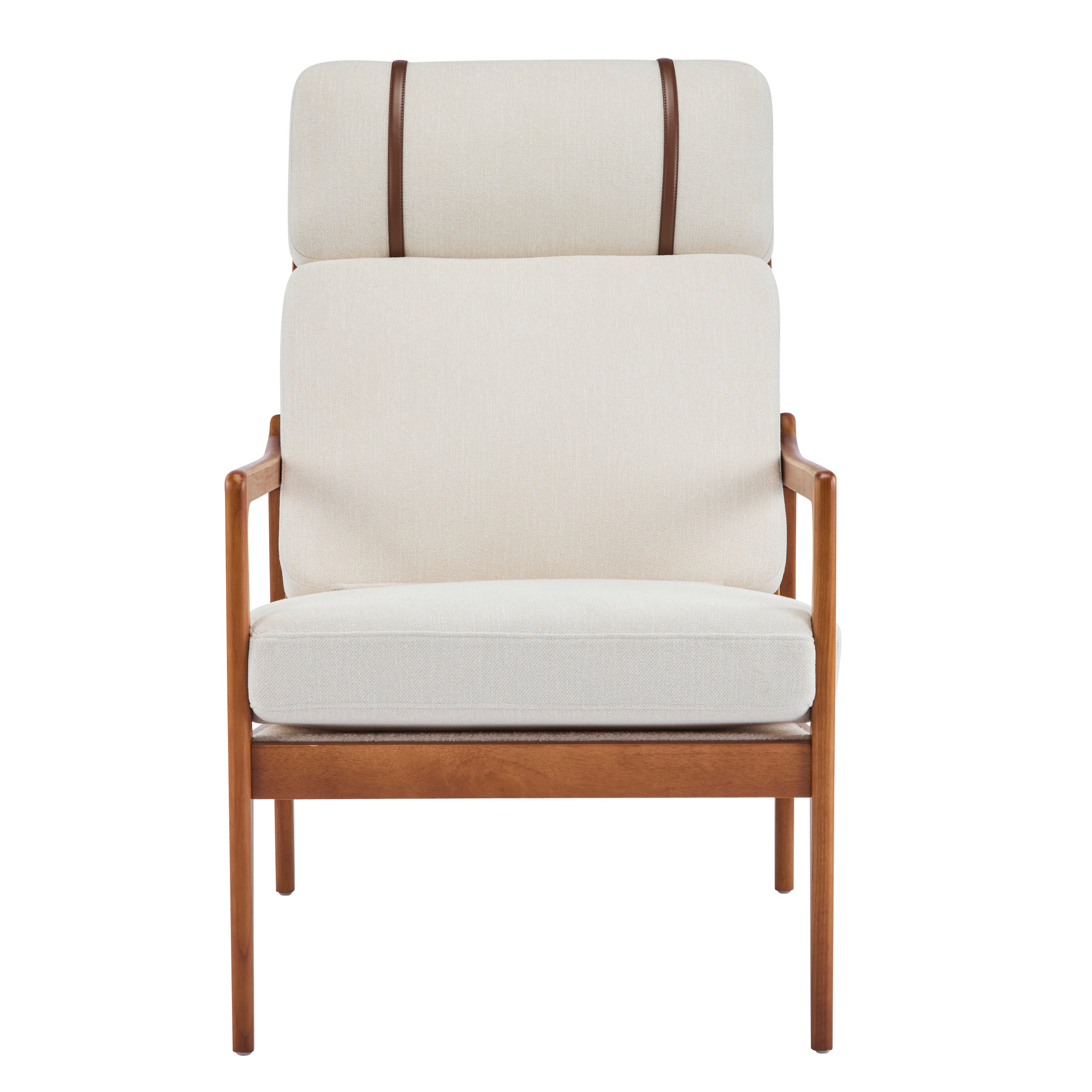Modern Solid Wood Frame Ergonomic Accent Armchair with High Back