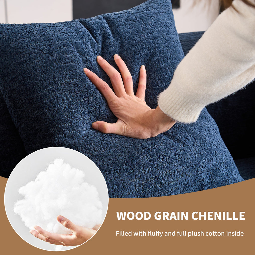 Loveseat Sofa with Wood Grain Chenille Fabric