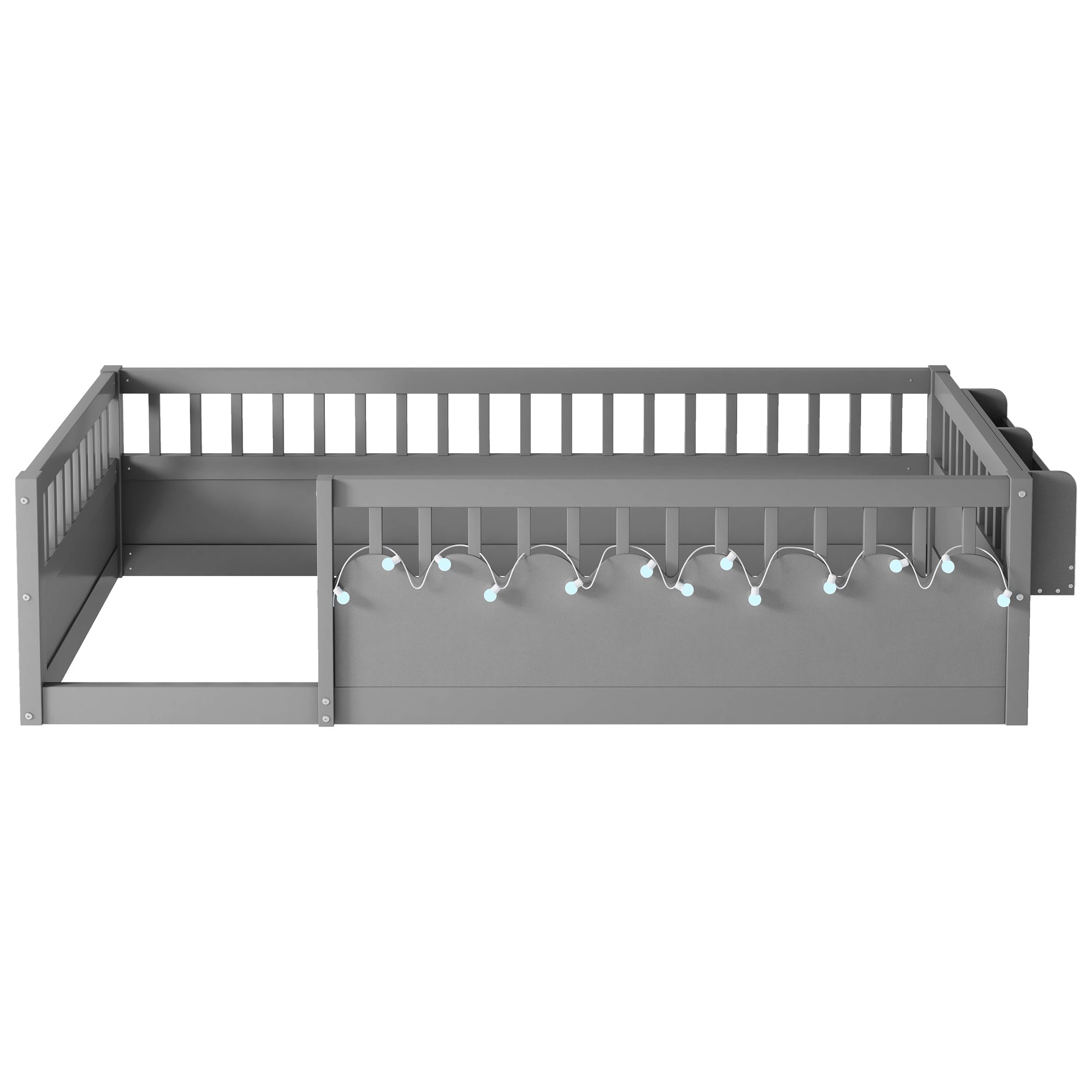 Twin/Full Montessori Floor Kids Bed Frame with High Rails