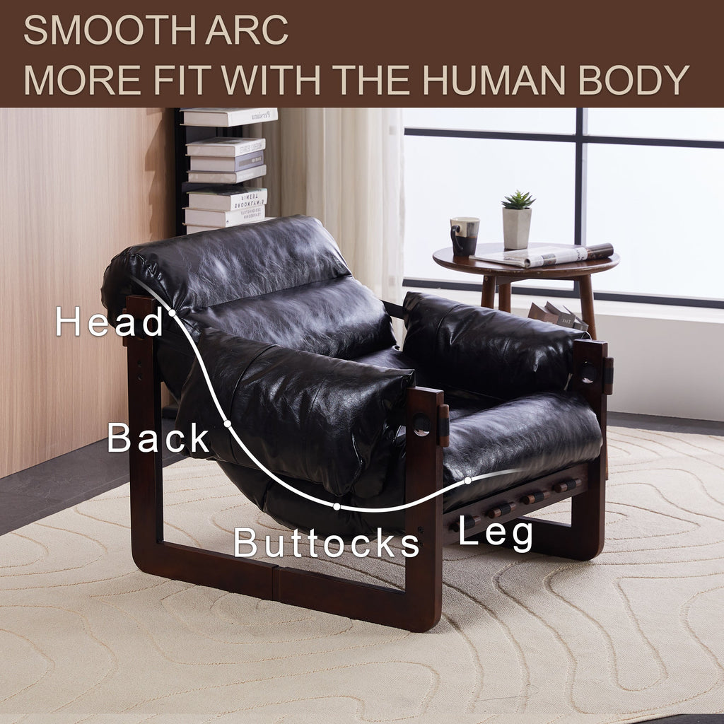 Medieval Modern Lounge Chair Removable Armrests Vintage Oil Wax Leather Sofa