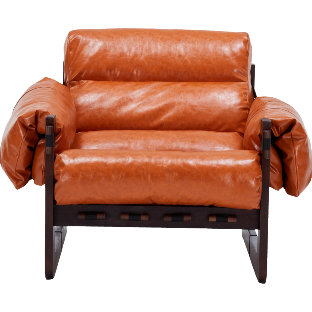 Medieval Modern Lounge Chair Removable Armrests Vintage Oil Wax Leather Sofa