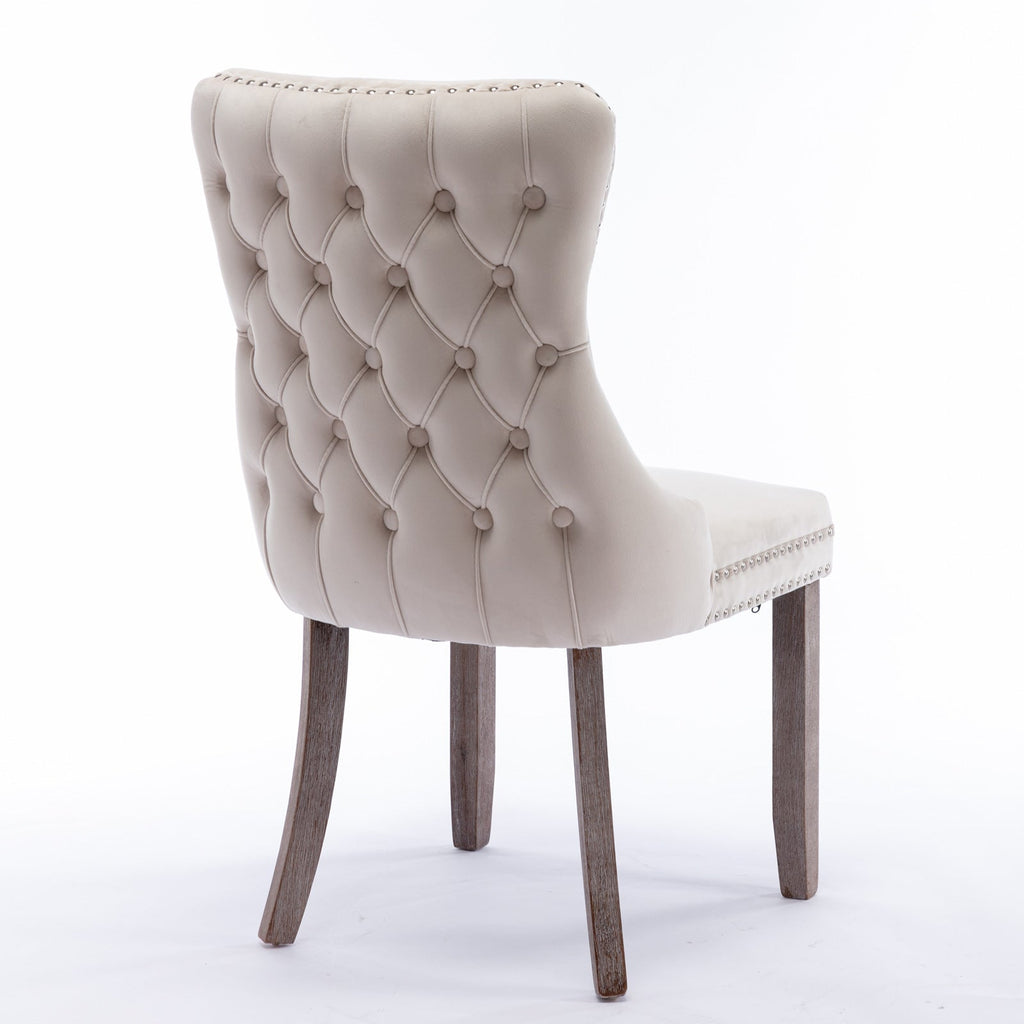 Modern Velvet Upholstered Wing-Back Dining Chairs (Set of 2)