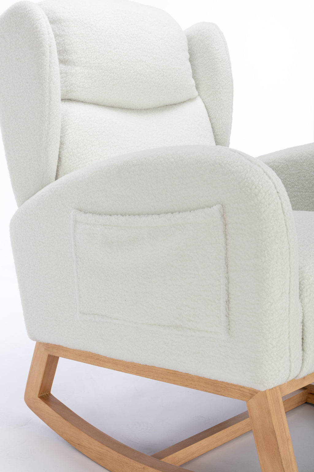 Teddy Fabric Rocking Chair with Packet Wood Legs