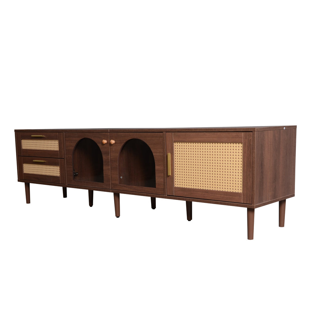 70" Rattan LED Light Entertainment TV Stand
