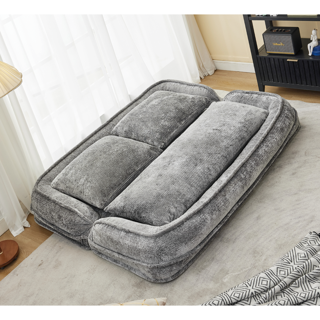 2-in-1 Extra Large Chenille Floor Couch Loveseat for Humans & Dogs