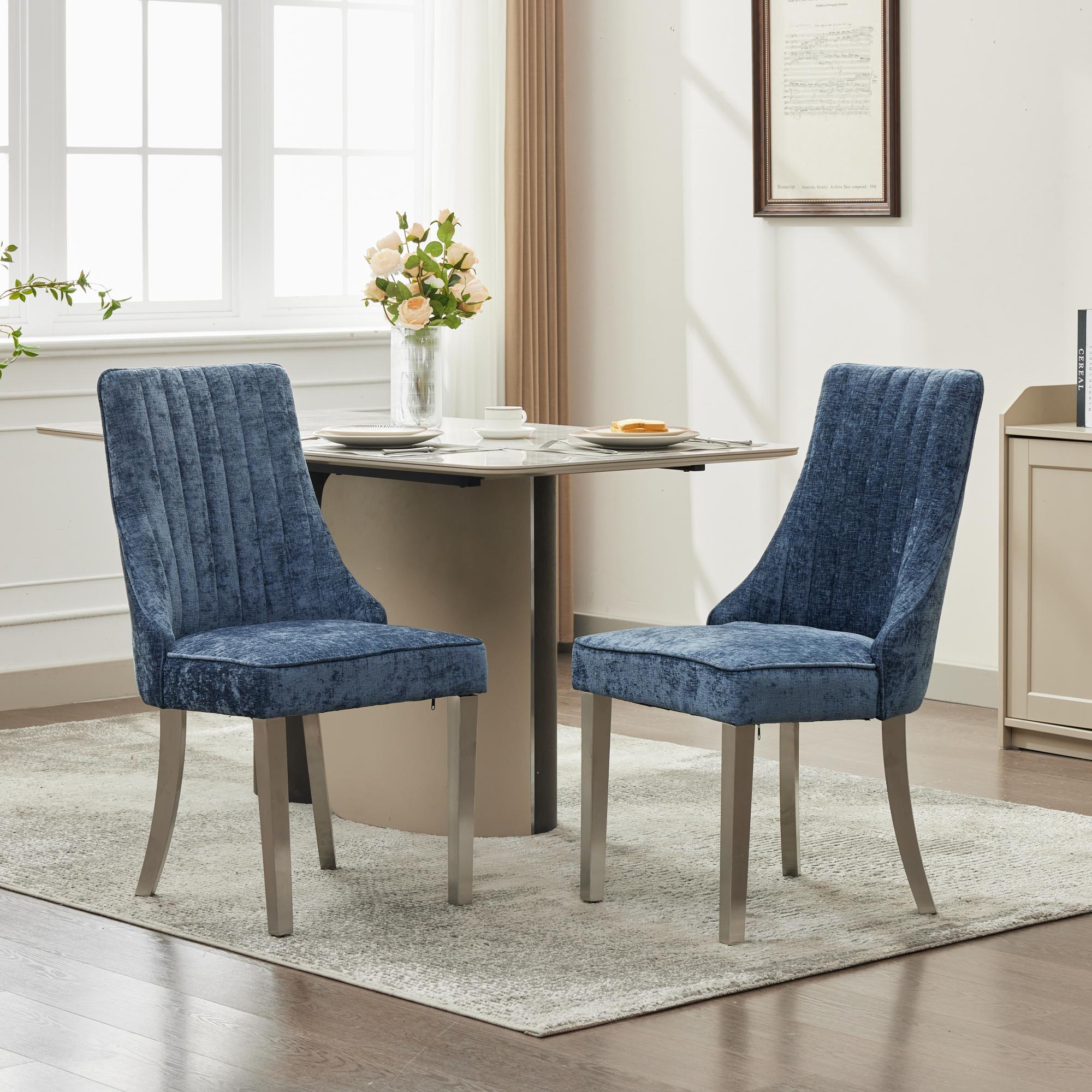Rayon Cloth Flocking Chenille Dining Chairs (Set of 2 )