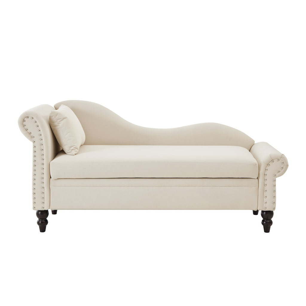 64.5'' Modern Velvet Chaise Lounge with Storage for Living Room/Bedroom