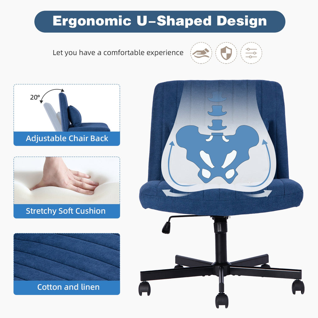 Criss Cross Armless Office Chair with Wheels