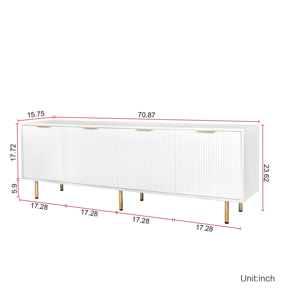 Modern Warm White TV Cabinet for 80 Inch TV Stands