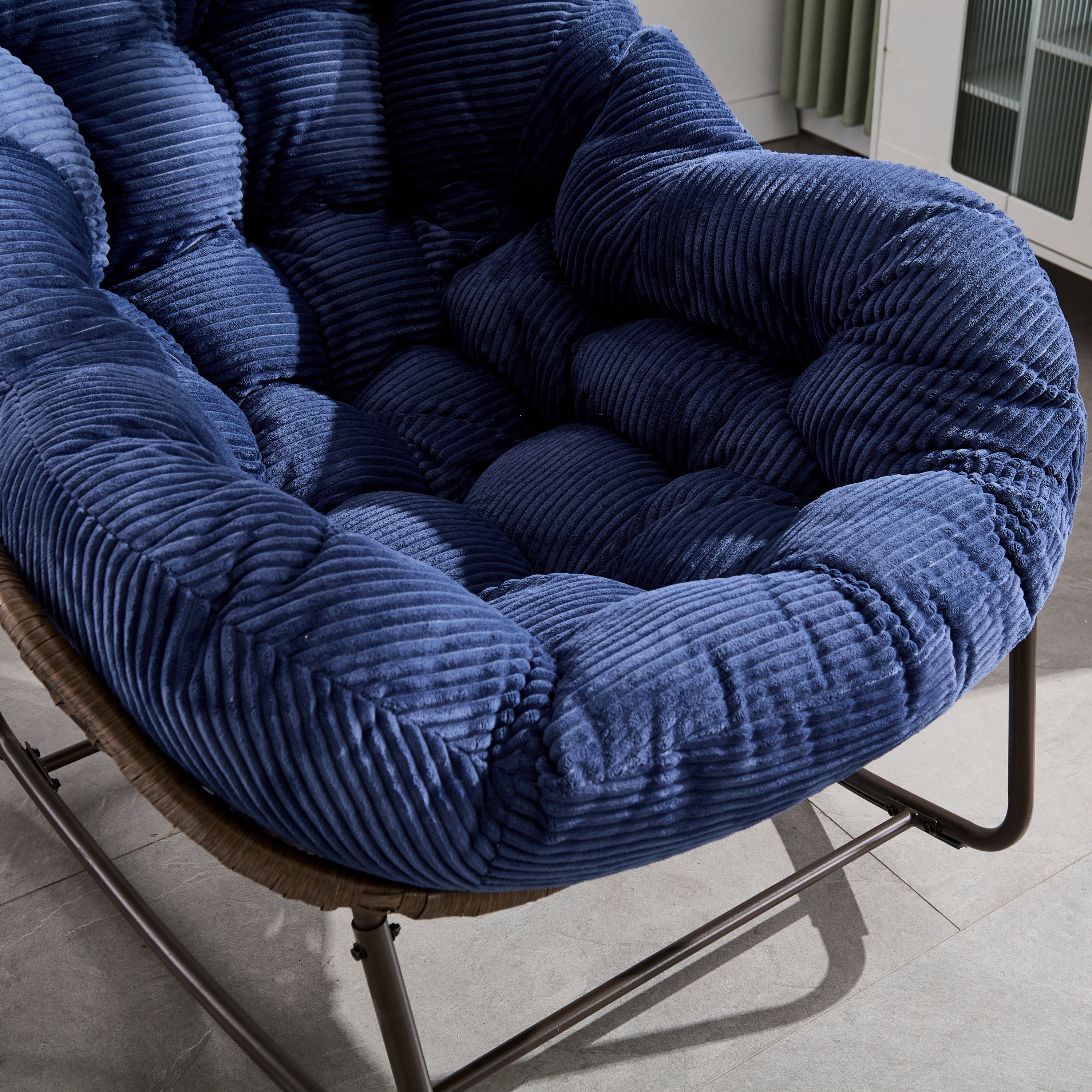 Outdoor Rattan Rocking Recliner Chair with Padded Cushion