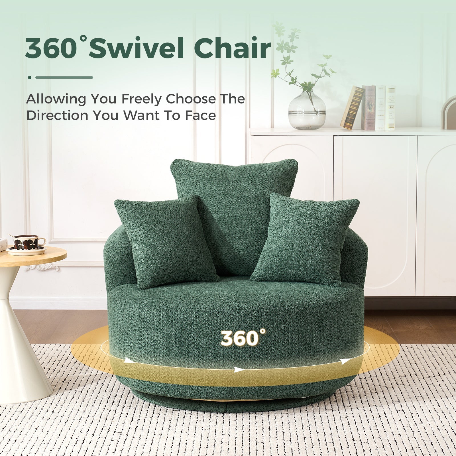 360° Swivel Round Upholstered Sofa Chair