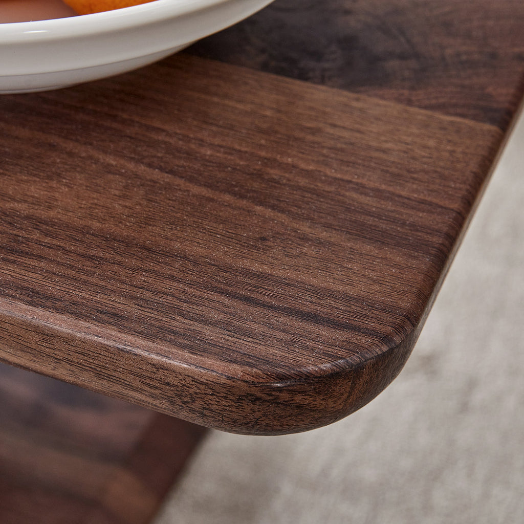 Modern Minimalist Walnut Dark Brown Rectangular Coffee Table