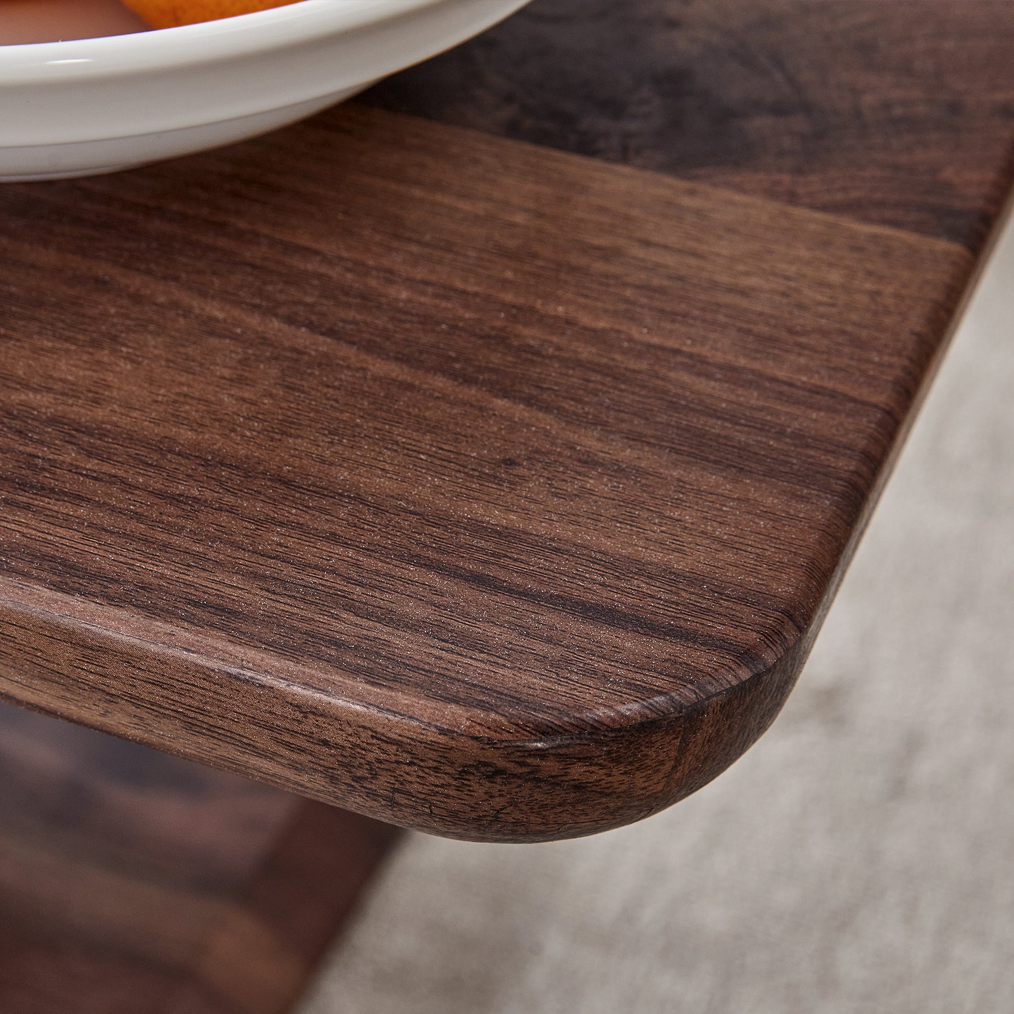 Modern Minimalist Walnut Dark Brown Rectangular Coffee Table