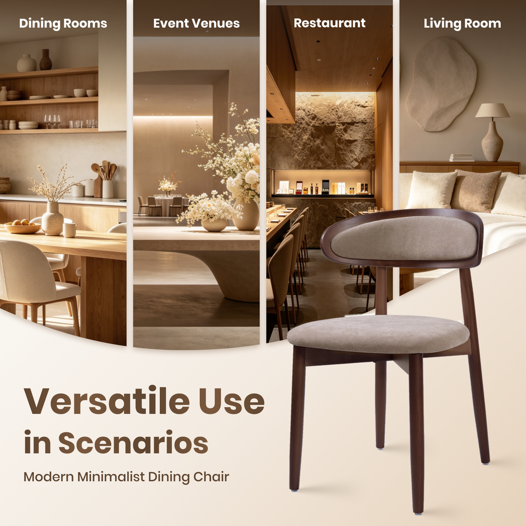 Firmoz Mid-Century Oval Back Side Chair Dining Chairs with Chenille Fabric & Rubberwood Legs