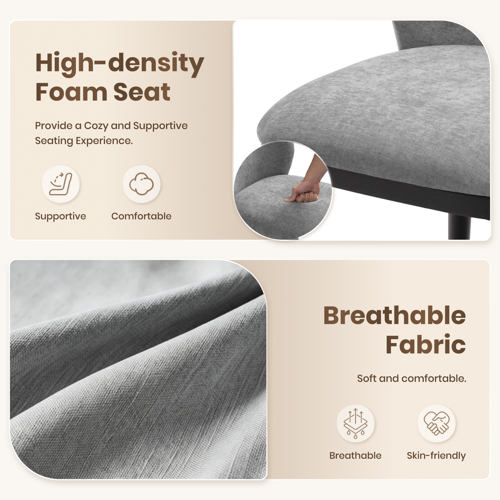Firmoz Modern Armless Dining Chairs with Solid Wood Frame & Chenille Upholstery