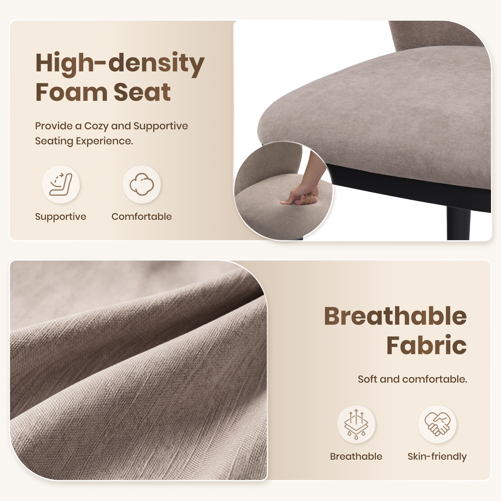 Firmoz Modern Armless Dining Chairs with Solid Wood Frame & Chenille Upholstery
