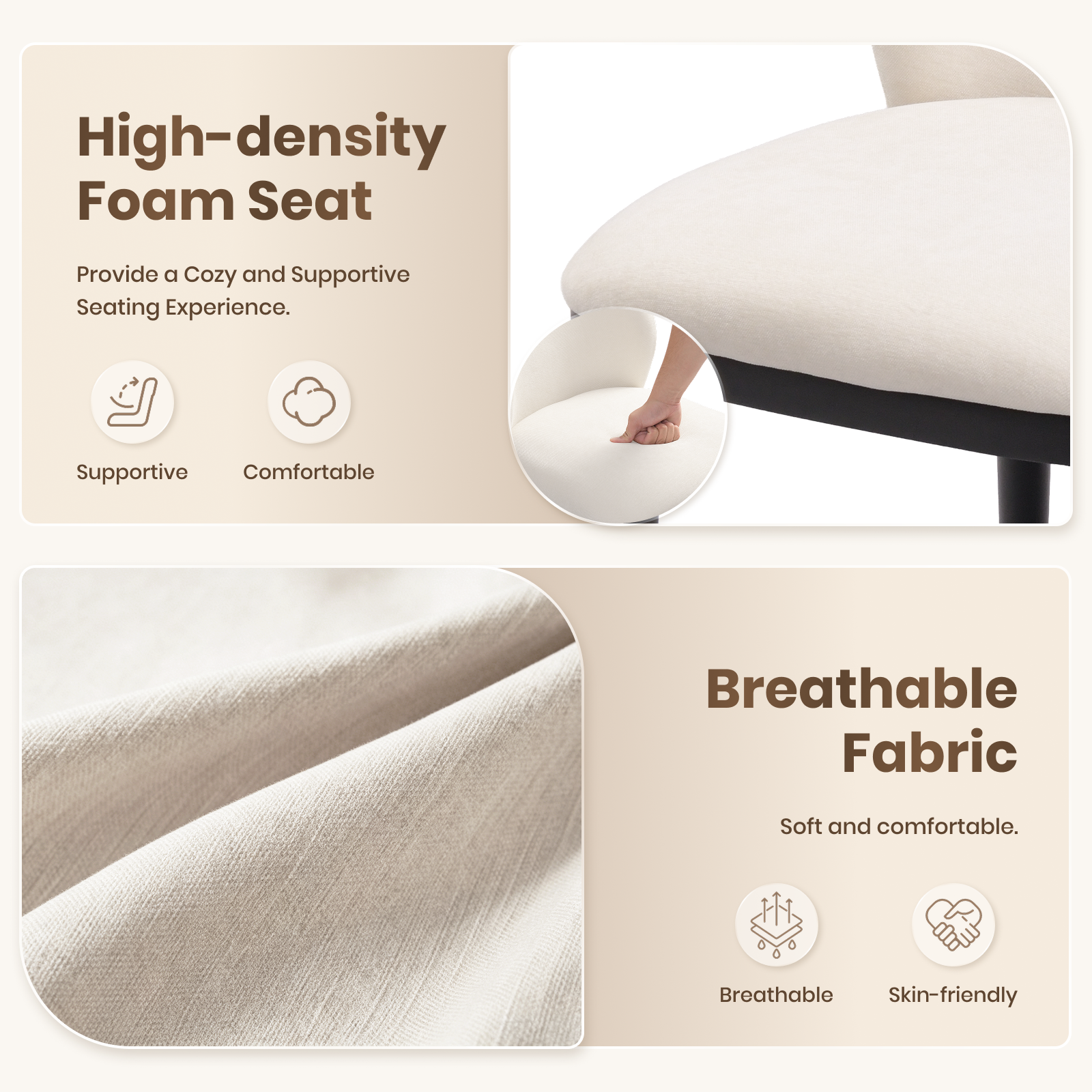 Firmoz Modern Armless Dining Chairs with Solid Wood Frame & Chenille Upholstery