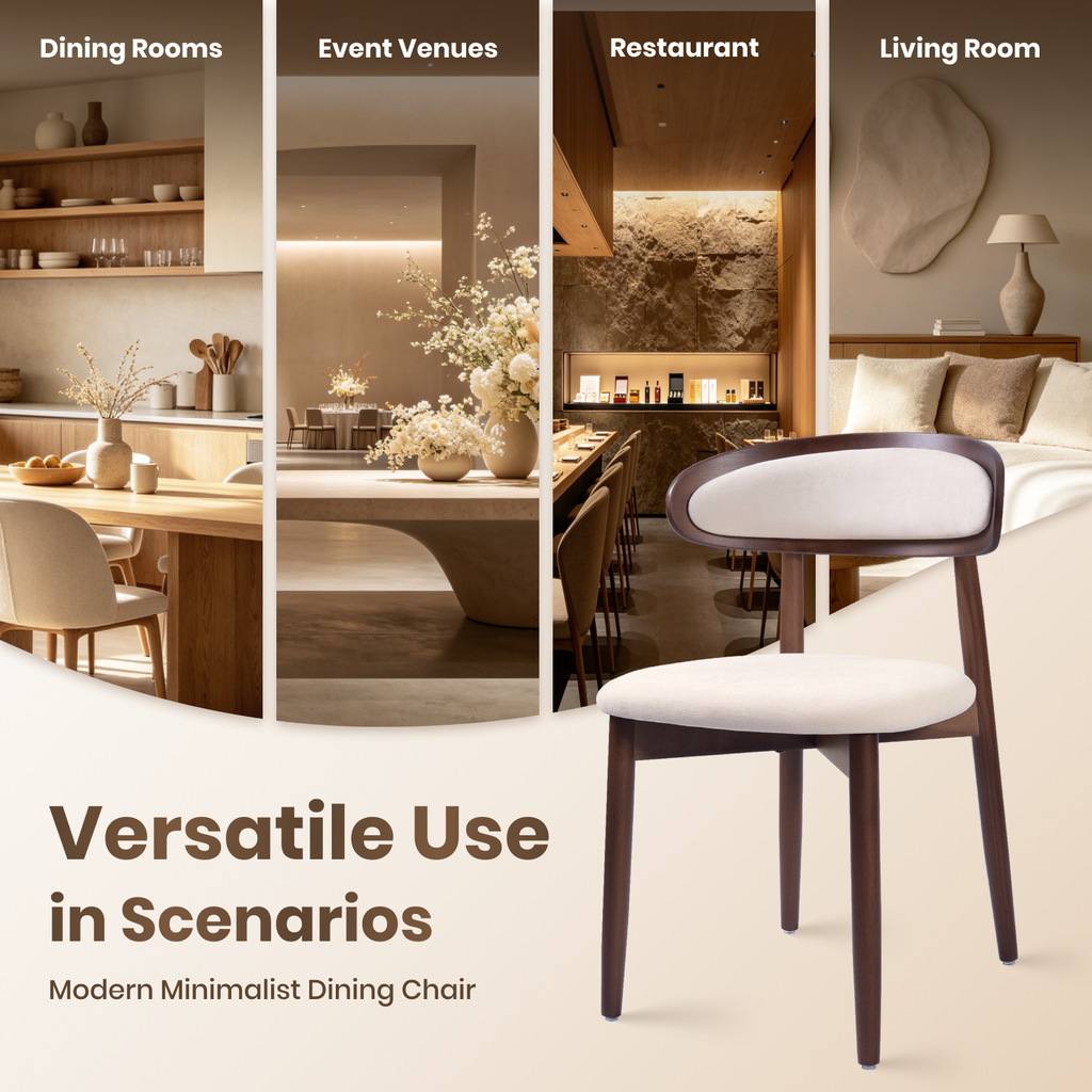 Firmoz Mid-Century Oval Back Side Chair Dining Chairs with Chenille Fabric & Rubberwood Legs