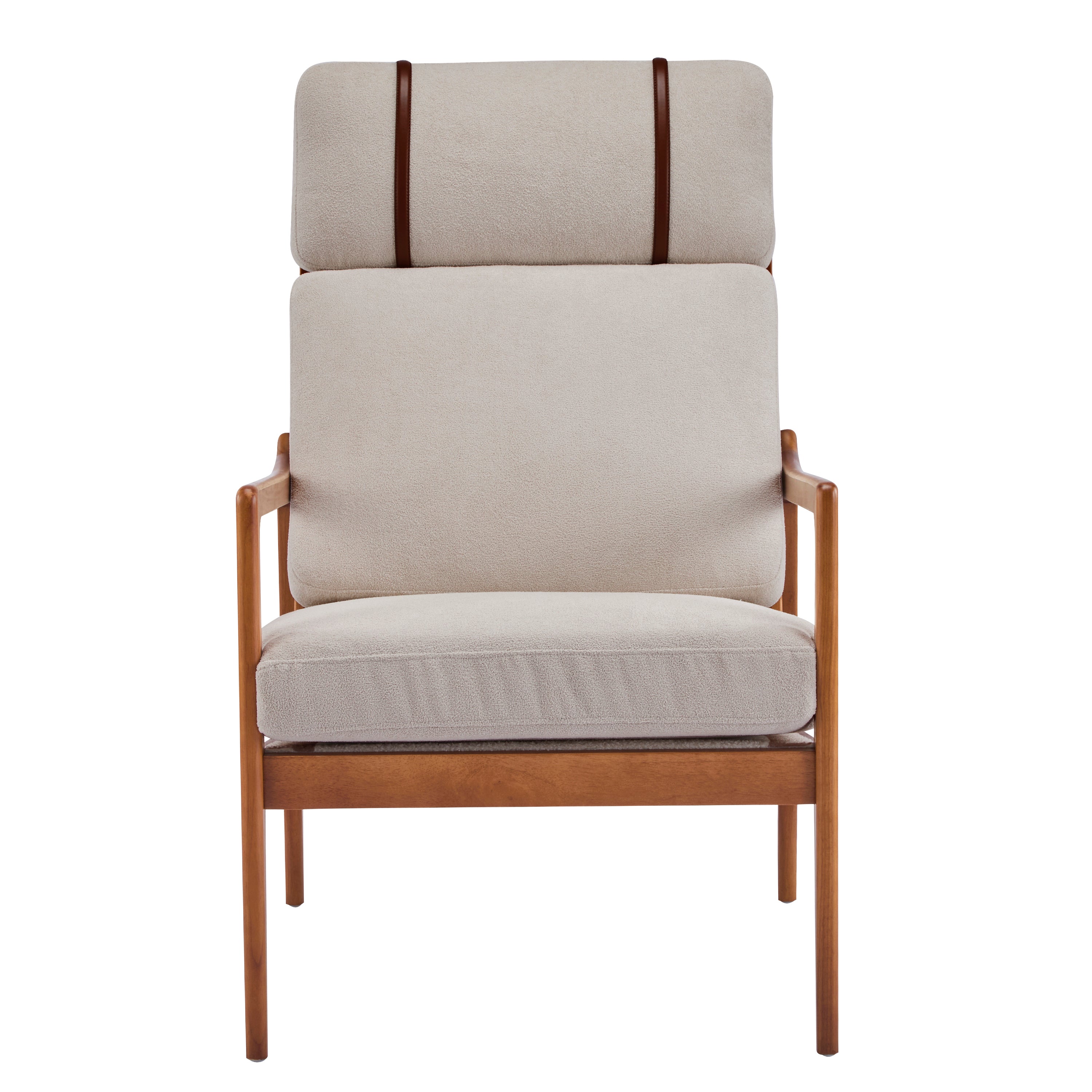 Modern Solid Wood Frame Ergonomic Accent Armchair with High Back