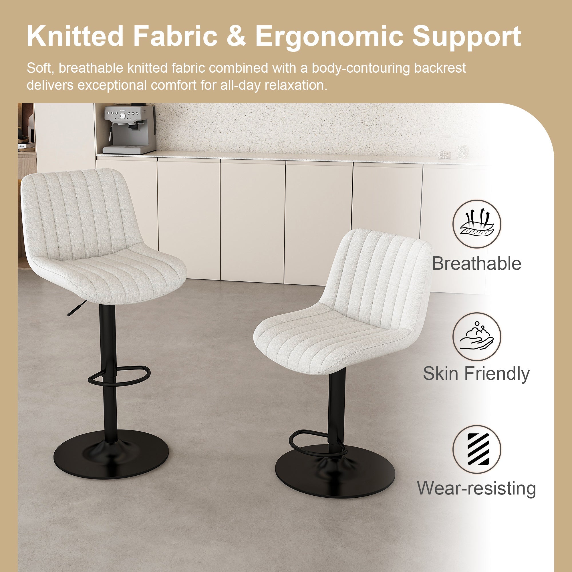 Swivel Bar Stools with Adjustable Height (Set of 2)