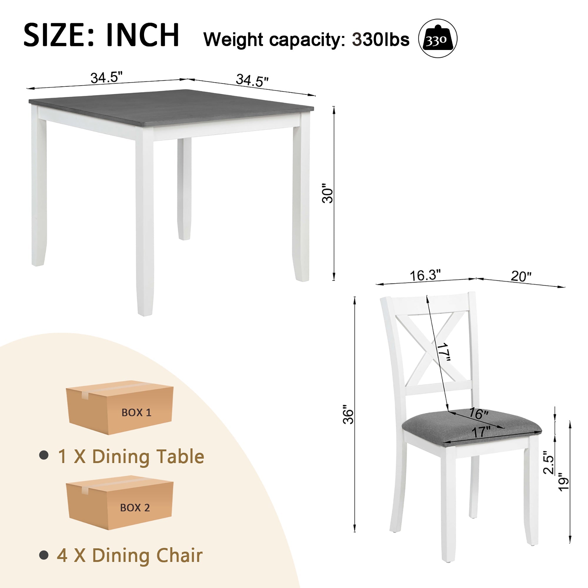 Modern 5-Piece Dining Table Set