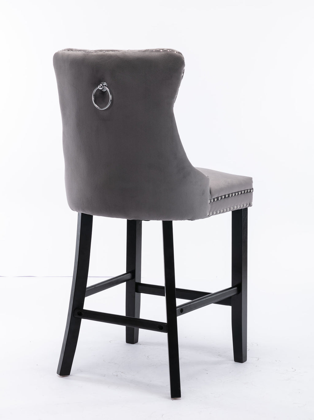 Contemporary Velvet Upholstered Barstools with Button Tufted Decoration (Set of 2)