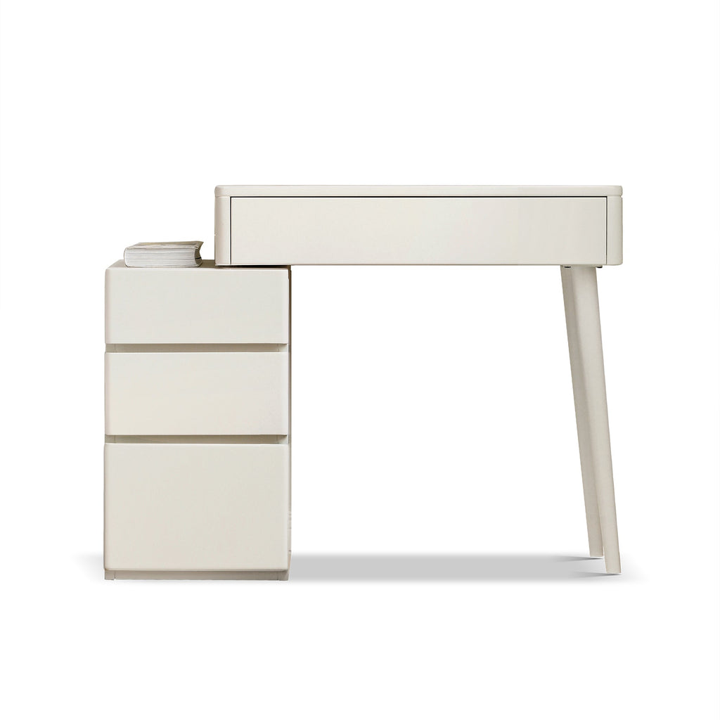 White Solid Wood Vanity Table with Stool