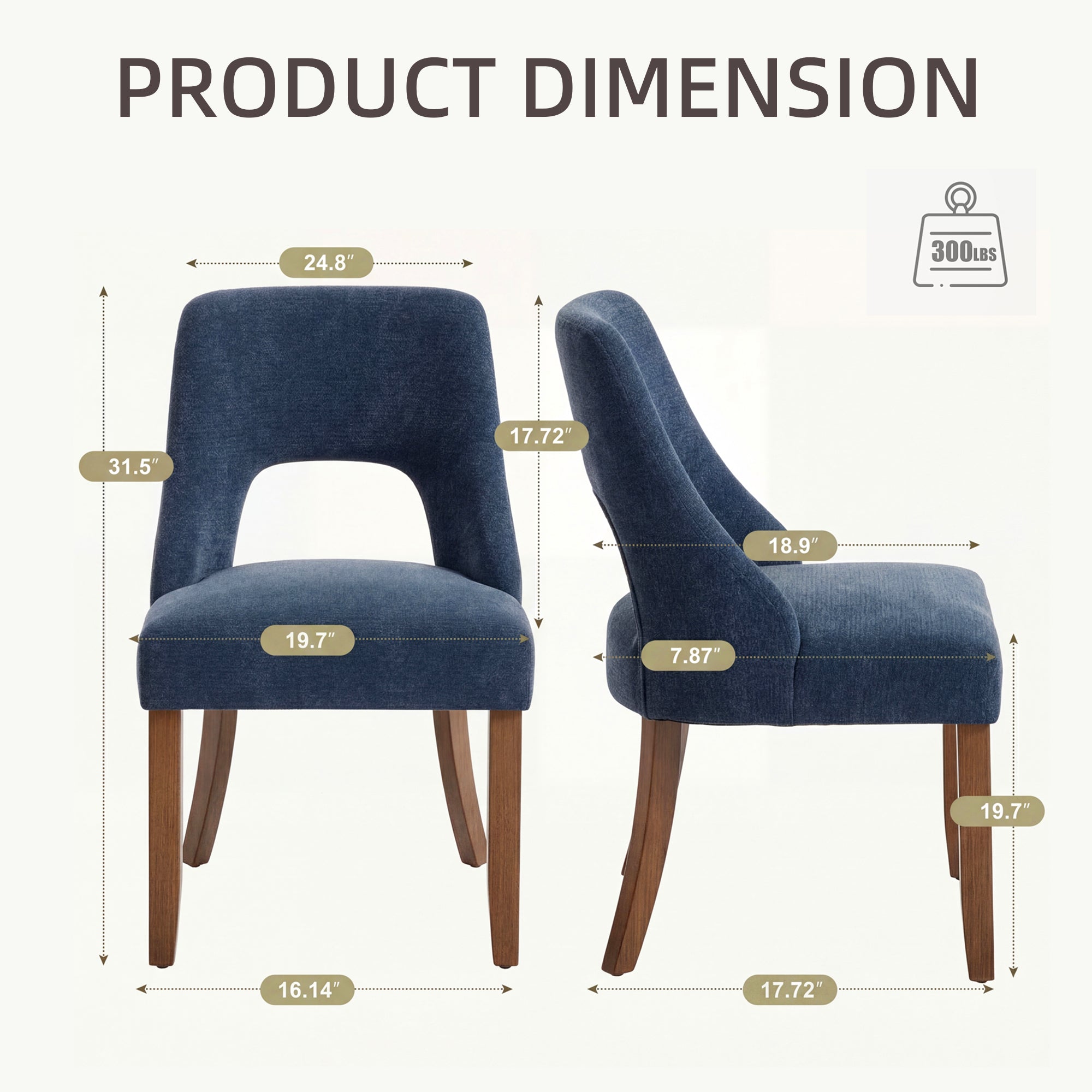 Chenille Elegant Tufted Club Dining Room Chairs (Set of 2)