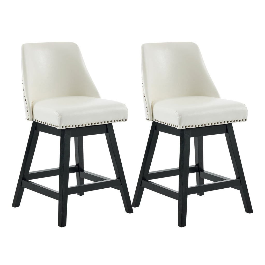 Firmoz Modern 360° Swivel Bar Stools with PU/Cracked Leather Upholstery