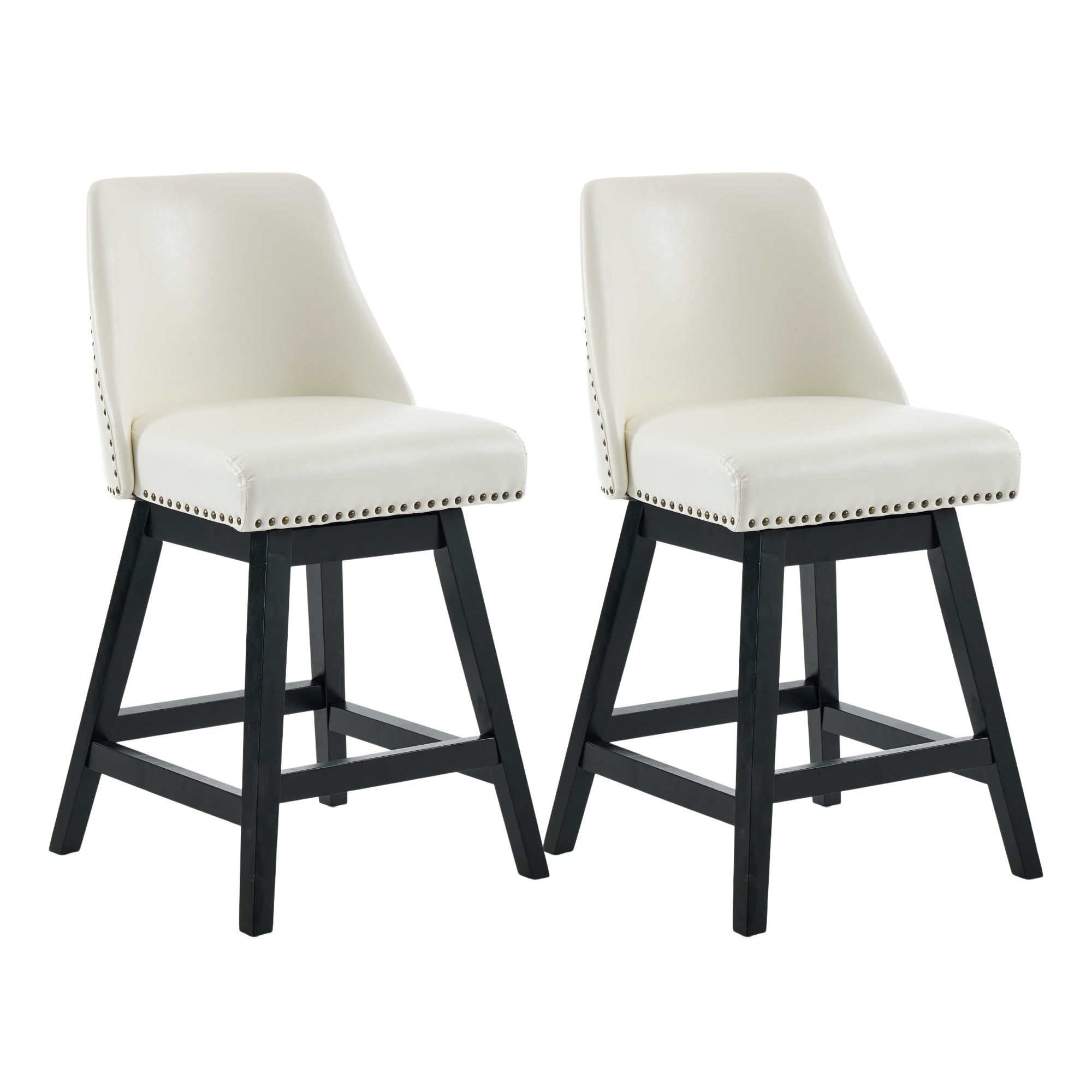 Firmoz Modern 360° Swivel Bar Stools with PU/Cracked Leather Upholstery