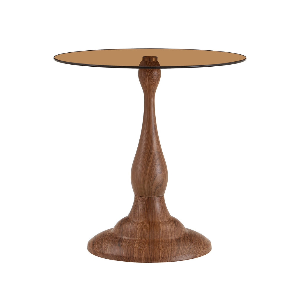 20" Small Luxury Metal Round Side Table with a Glass Top