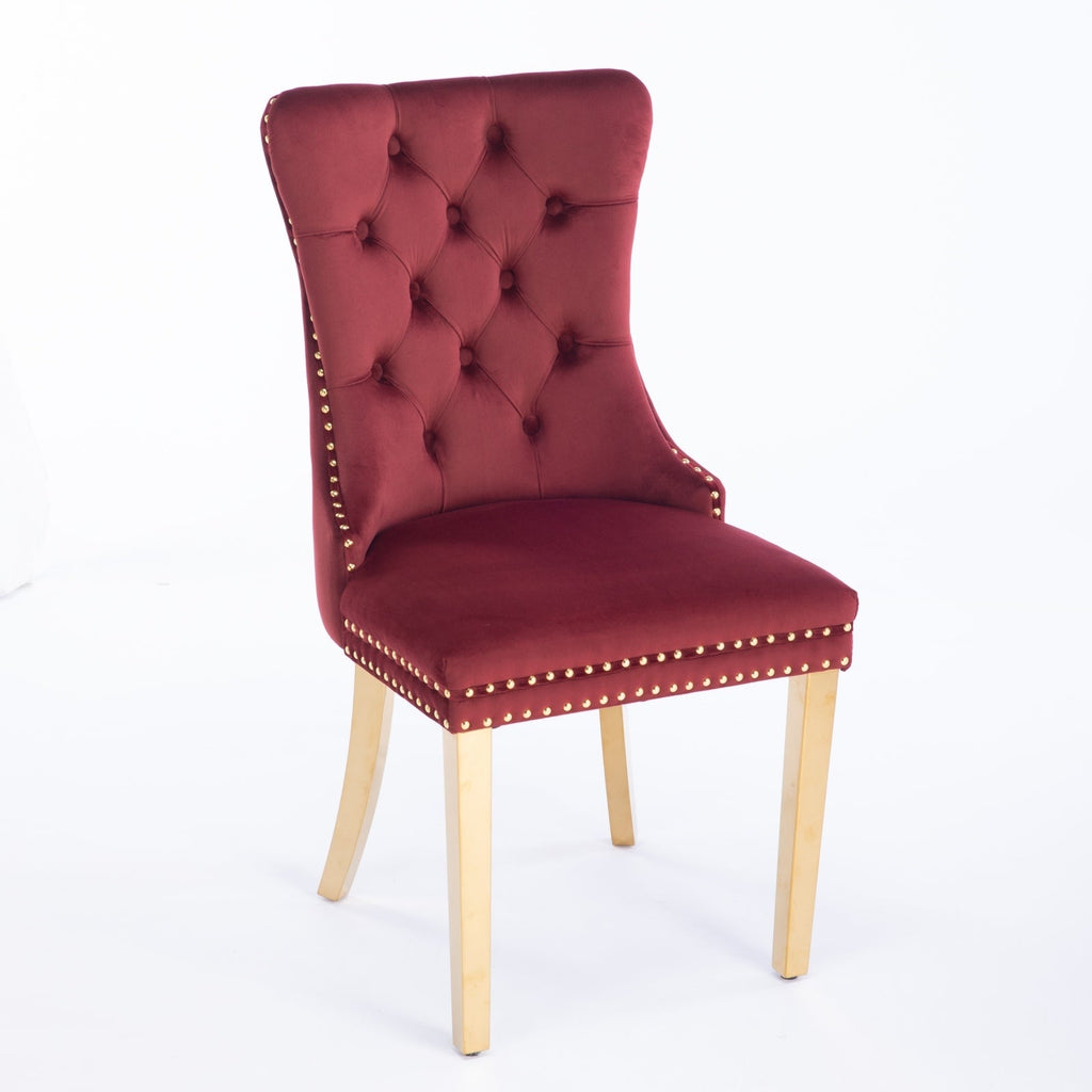 Modern High-end Tufted Solid Wood Velvet Dining Chair(Set of 2)